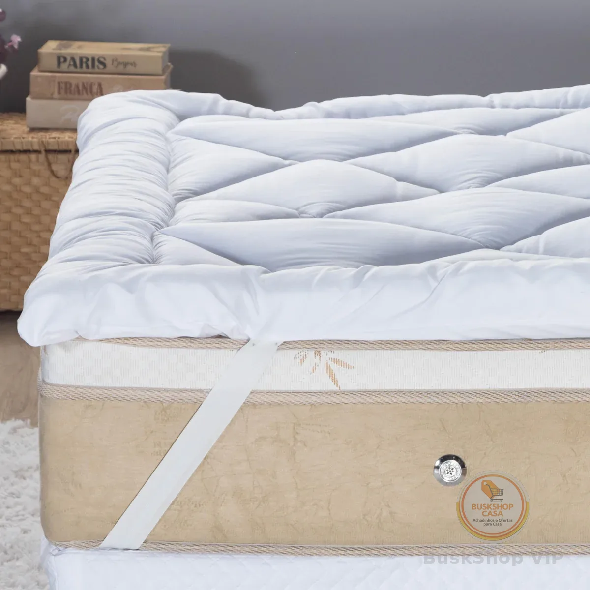 Pillow Top 400 Fios Toque de Plumas Casa Dona (Queen)