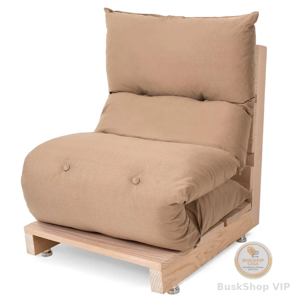 Futon de Espuma Almofada Dobrável Solteiro Bege 170x60cm - BF Colchões
