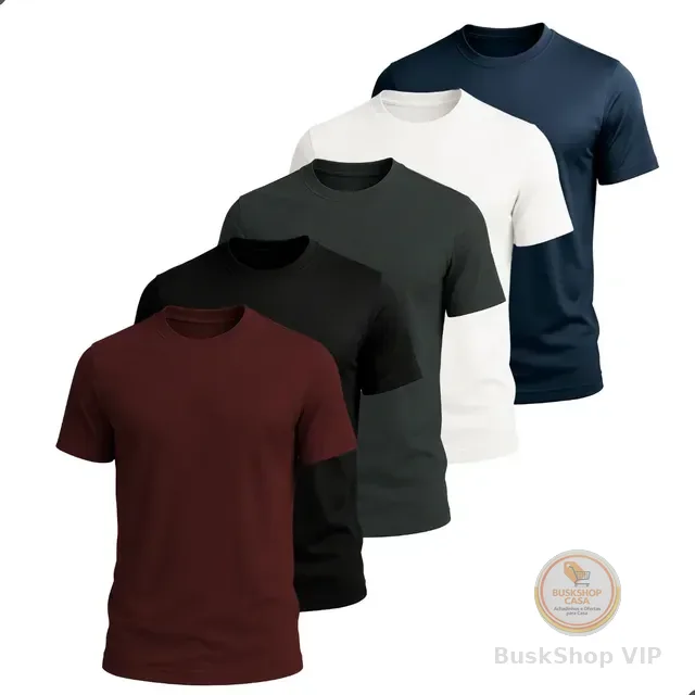 Kit 5 Camisetas Básica Masculina Dry Fit Esporte Treino Lisa