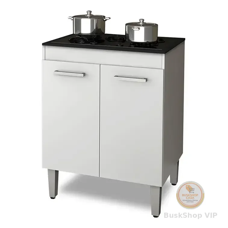 Balcão Para Cooktop 4 Bocas 2 Portas Branco Nauru Branco
