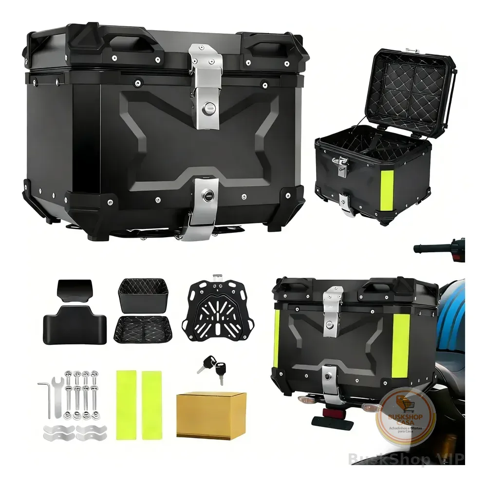 Bauleto Aluminio 45l Reforçado C/base De Fixação Univers Preto