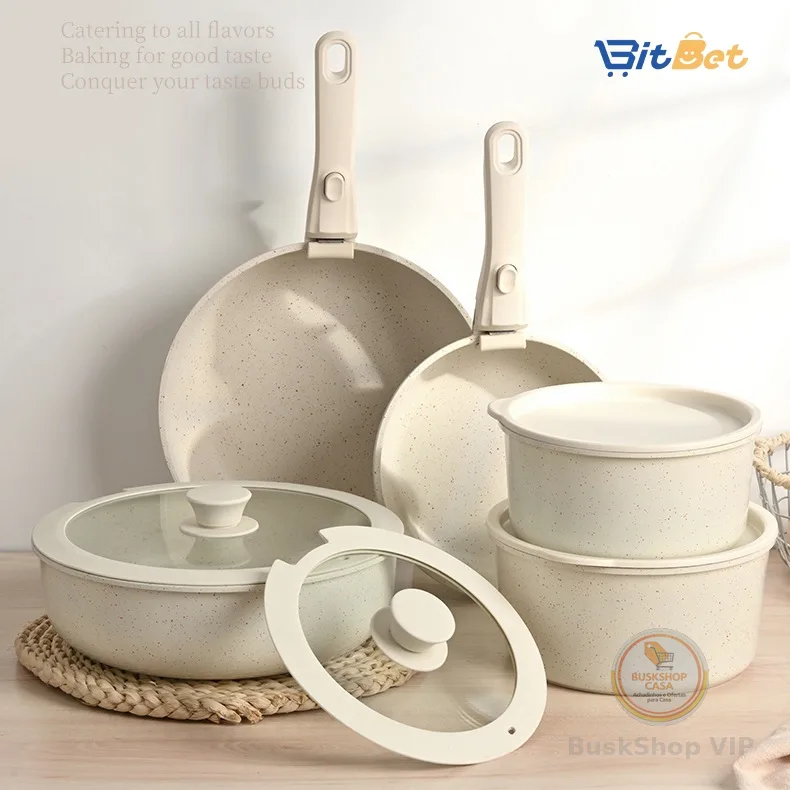 Conjunto de Panelas Antiaderentes 5 -15 Peças com Cabo Removível UT-63/UT-64