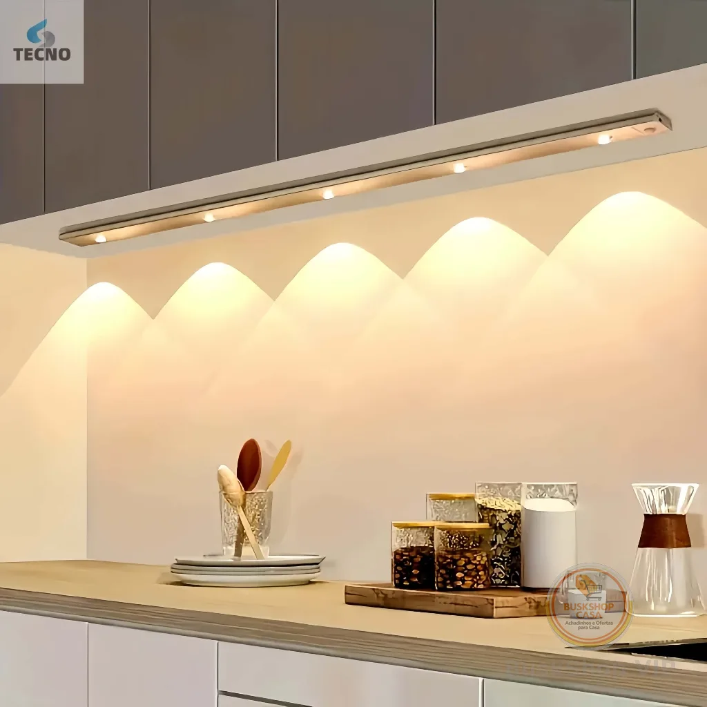 Luz de LED com Sensor para Armário 60cm Ultra Fina 3 Cores, Recarregável (Branco/Quente/Natural)-F9