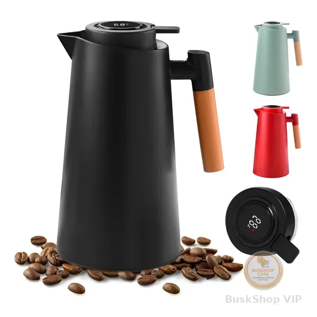 Garrafa Térmica 1 Litro Com Termômetro Led Para Chás / Café