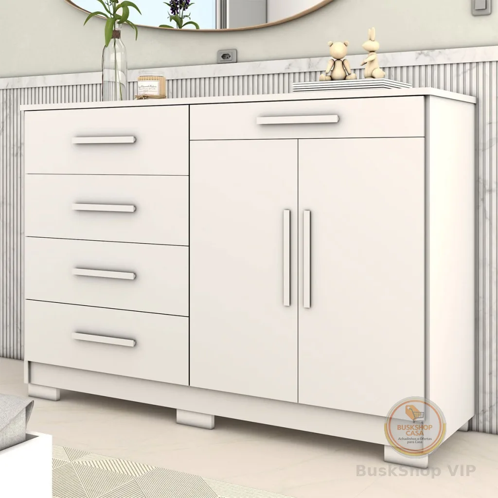 Cômoda Tailândia 2 Portas 5 Gavetas