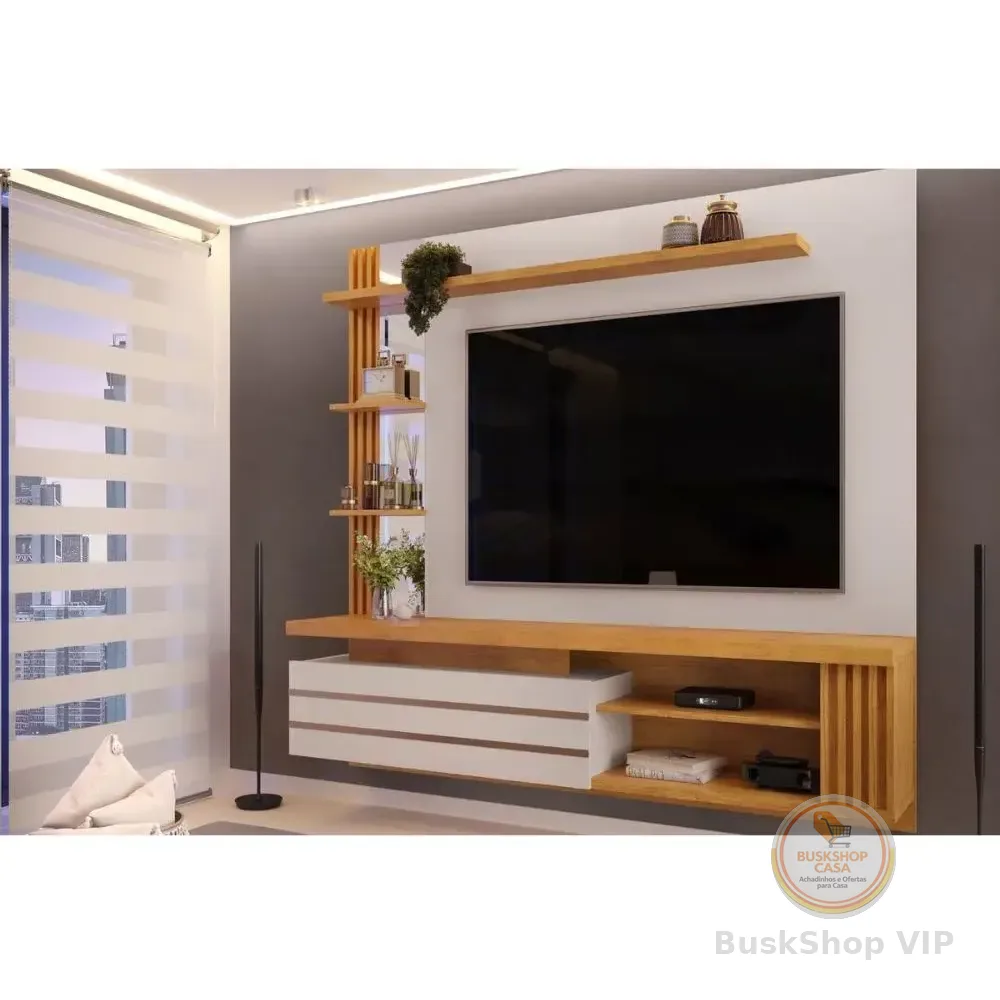 Home P/ Tv Até 55 Pol Marin C/ 1 Porta E Torre Ripada 160x15 Bali/cedro