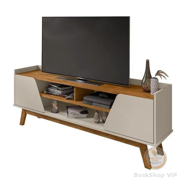 Rack Sala Turim para TV até 65 Polegadas com Pés Madeira