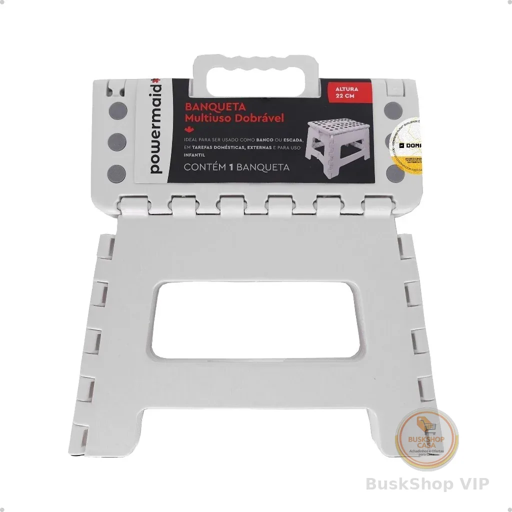Banqueta Multiuso Dobrável Branca Resistente Powermaid