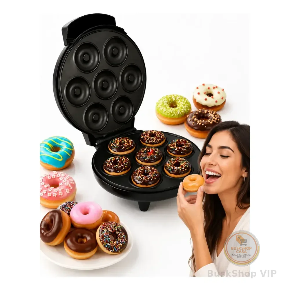 Mini Máquina Fazer Donuts 7 Furos Antiaderente Elétrica1200w