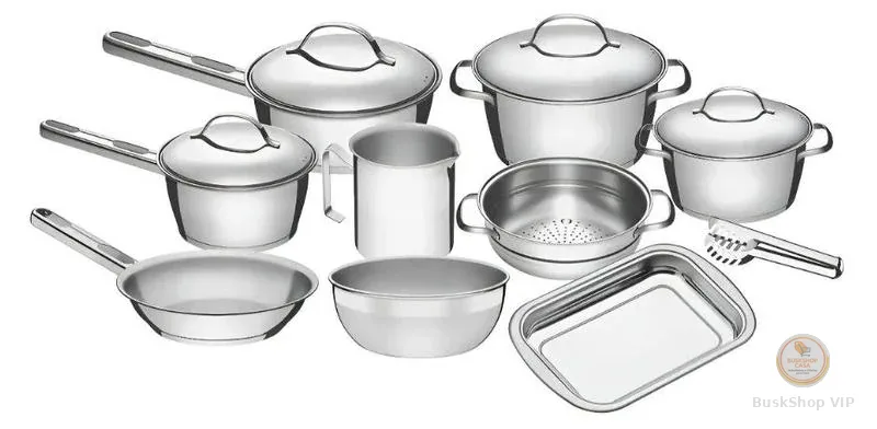 Jogo de Panelas Tramontina Aço Inox Allegra 10 Peças Fundo Triplo Com Pegador de Massa