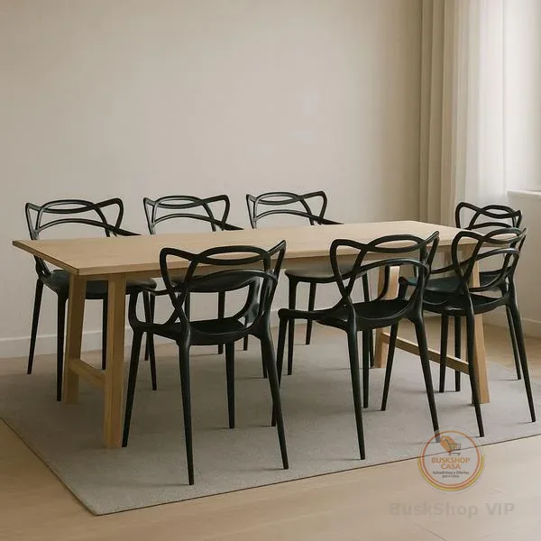 Conjunto 6 Cadeiras Sala de Jantar Cozinha Allegra Preto em Polipropileno Eventos Festas Comercias Jardins