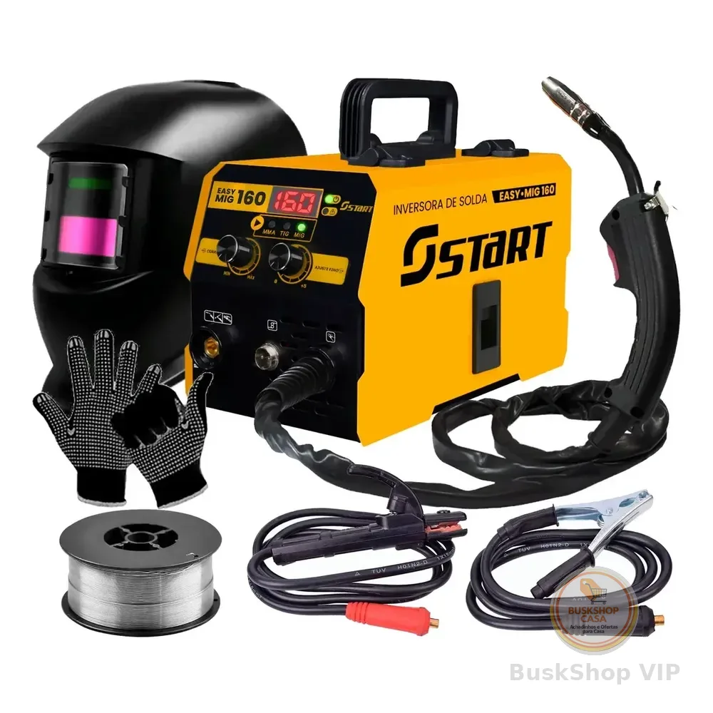 Maquina Inversora Solda Mig 160a 3 Em 1 Tig Lift Acessórios Amarelo 220v