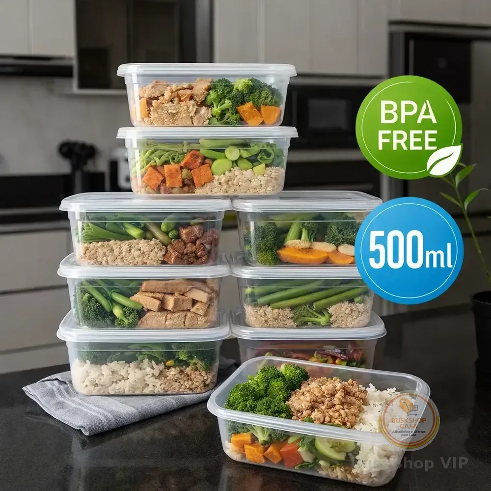 Kit 10 Potes Transparentes 500ml Bpa Free Microondas Freezer Transparente