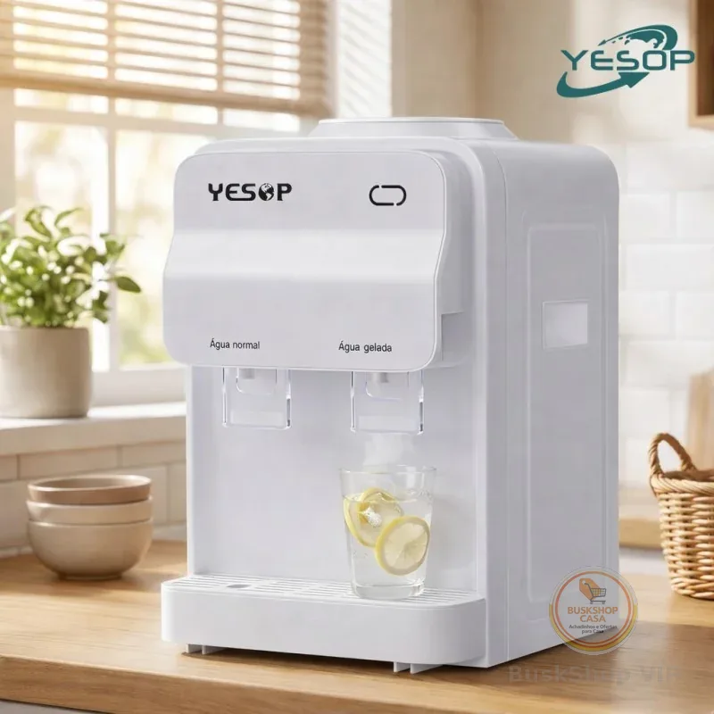 YESOP Bebedouro De Mesa De Água Bivolt 127V-220V Água Gelada E Natural Galão 10-20 Litros Branco