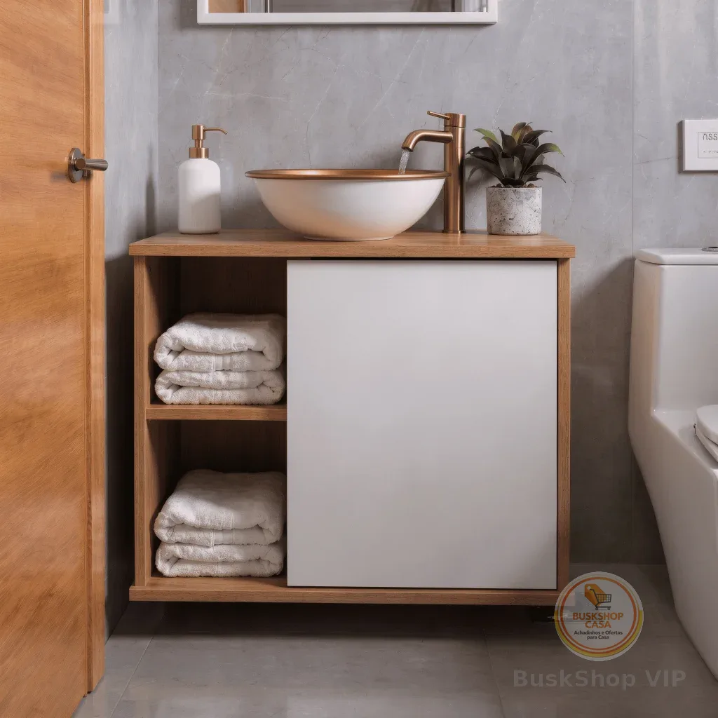 Gabinete Suspenso Banheiro Moderno com Cuba de Sobrepor 2 Nichos e 1 Porta - Blue Moby
