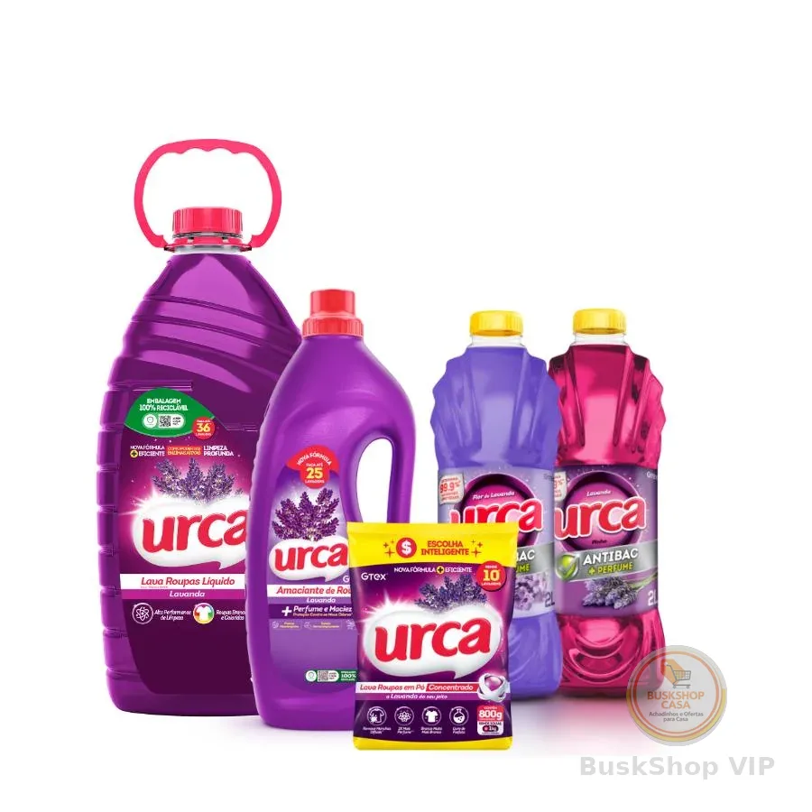 Kit Urca Lavanda - Lava Roupas Líquido, Amaciante, Sabão em pó e Desinfetante