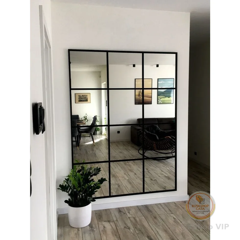 Painel de Espelho Decorativo Moderno 12 Unidades 20cm x 20cm Contemporâneo para Sala de Estar