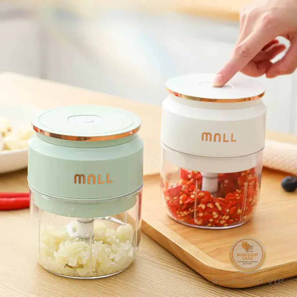 Novo Mini Processador De Alimentos Portátil USB Moedor Alho Com 03 Lâminas Elétrico Sem Fio Recarregável