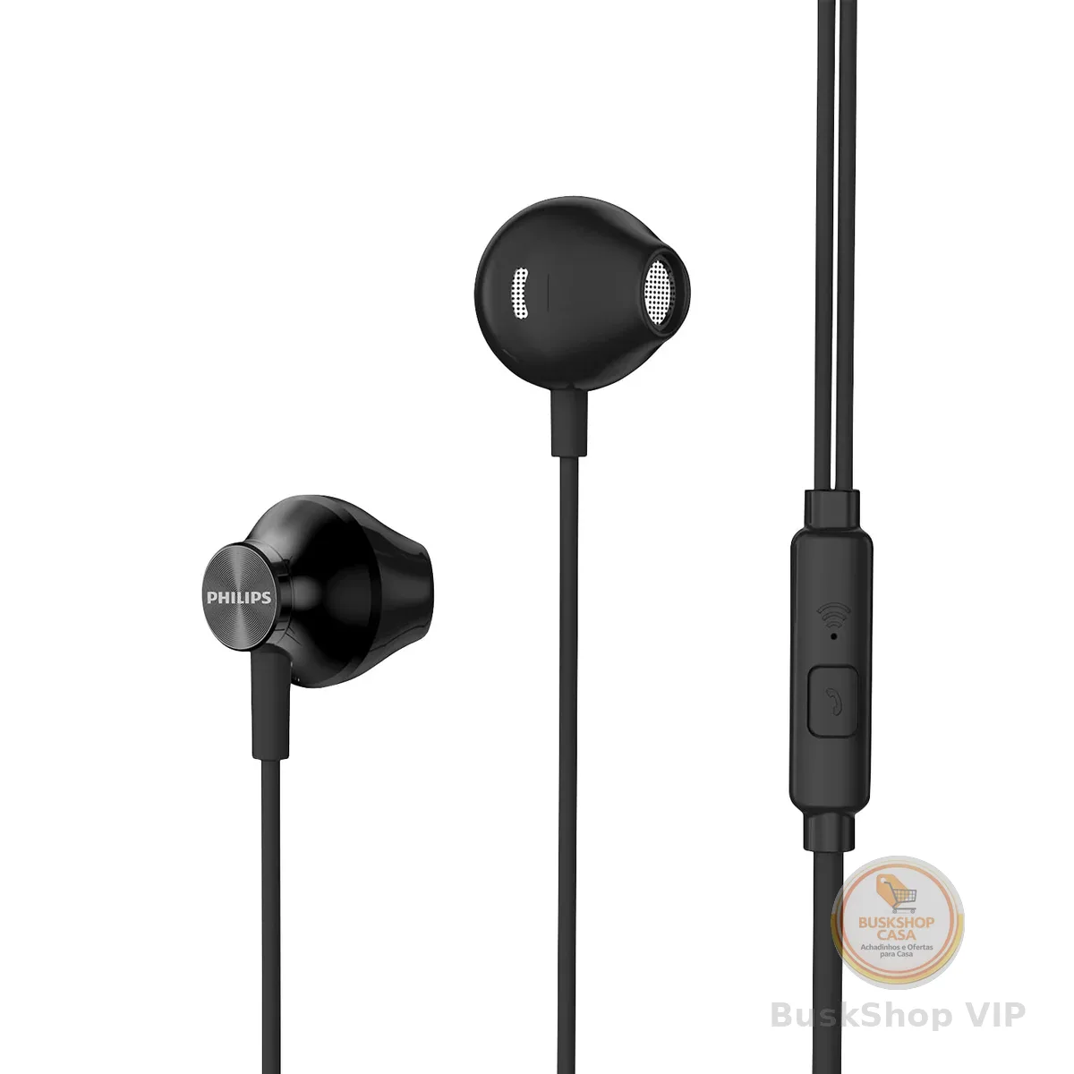PHILIPS, Fone de Ouvido com Microfone, TAUE101BK/00, Com fio de 1,2 metros, intra-auricular, Preto
