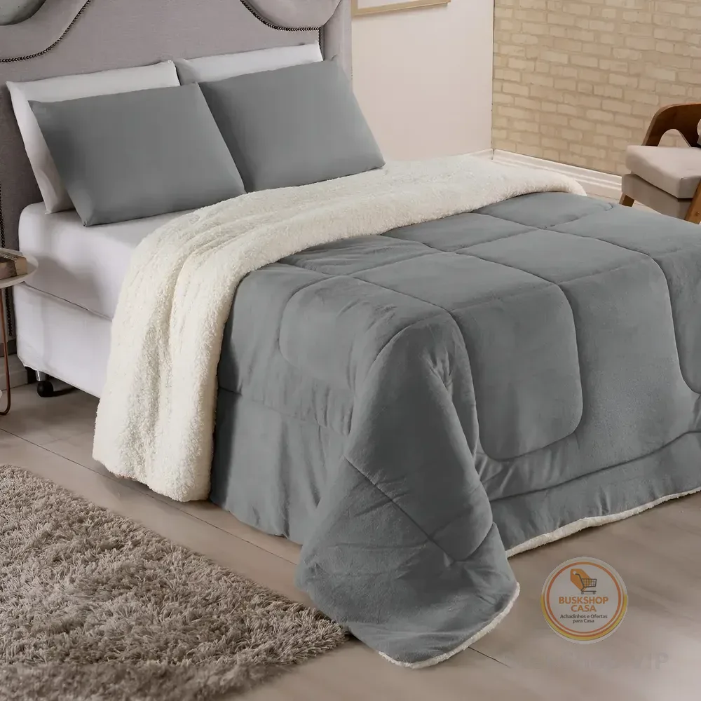Coberdrom Casal Queen Size Cobertor Edredom Pele Carneiro Cor Rose