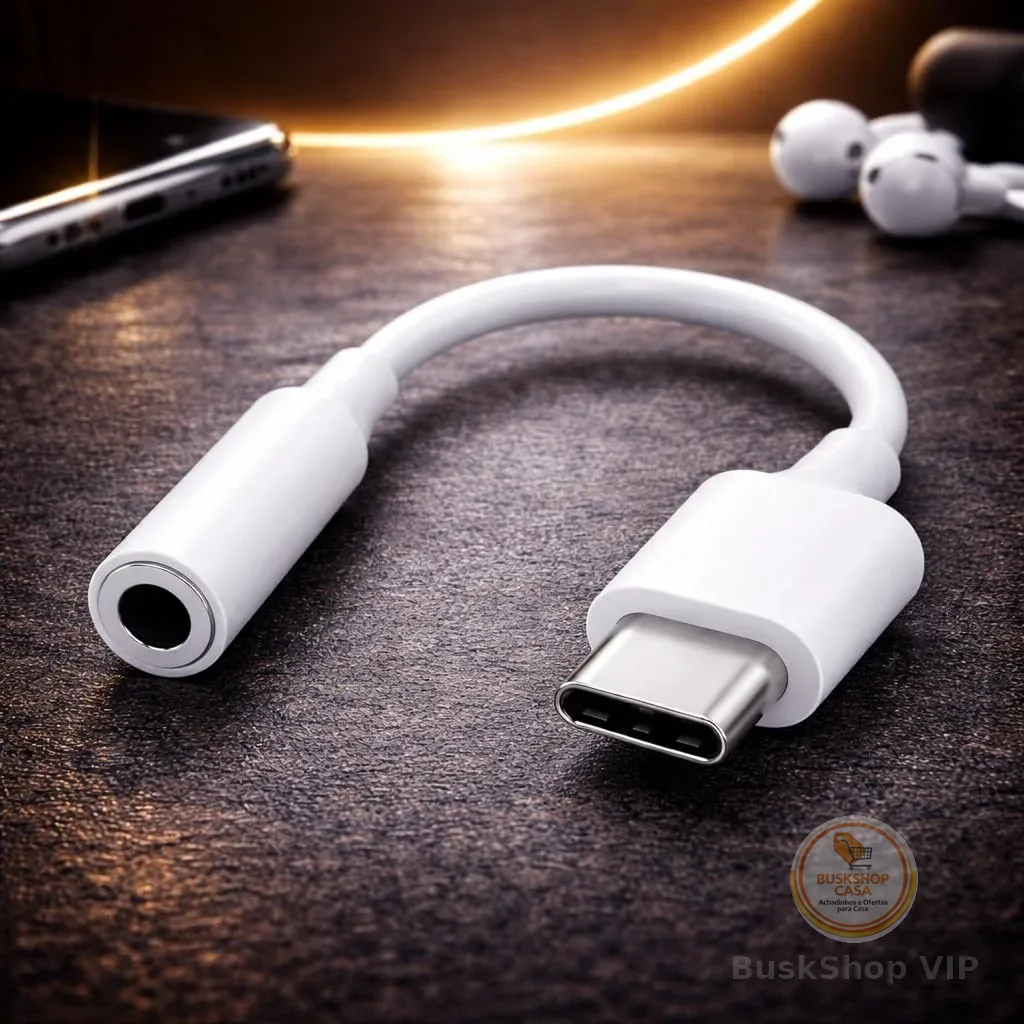 Cabo Adaptador P2 3,5mm para USB Tipo C, Conversor de Áudio Digital, Compatível com Fones de Ouvido e Headset Estéreo, Compatibilidade Universal, Entrada Auxiliar USB-C, Plug & Play