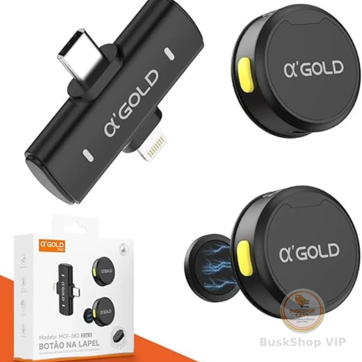 Microfone de Lapela Sem Fio – Kit com 2 Microfones Bluetooth, Redução de Ruído, Conexão Lightning e USB-C para iPhone, Android, Câmera e PC | Plug & Play - Outra marca porem qualidade igual