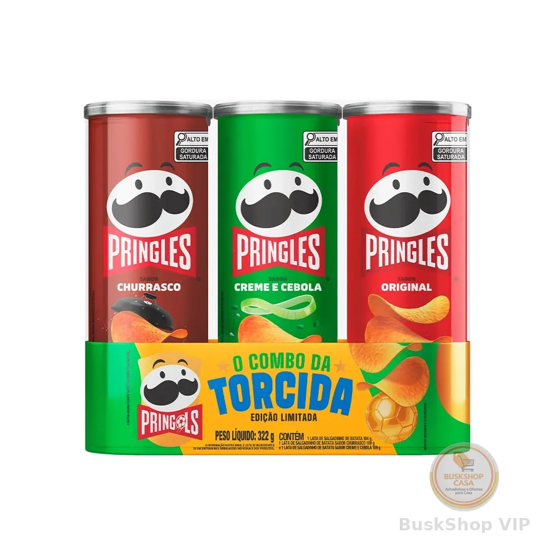 Salgadinho Batata Frita Pringles Tripack Festa do Futebol 322g