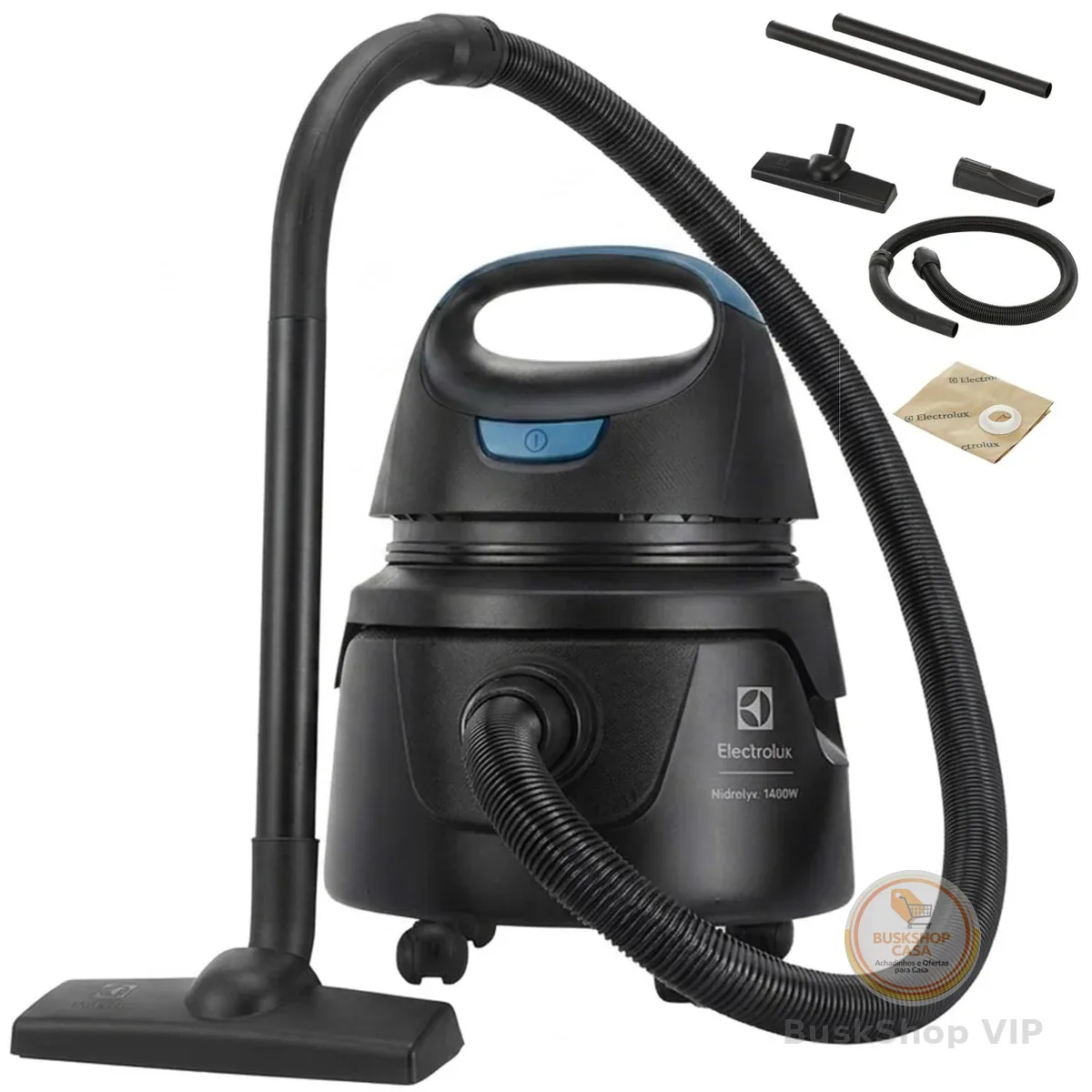Electrolux Aspirador água pó compacto potente função sopro 1400W 12 L total 5 L util protetor termico AWD01 127V