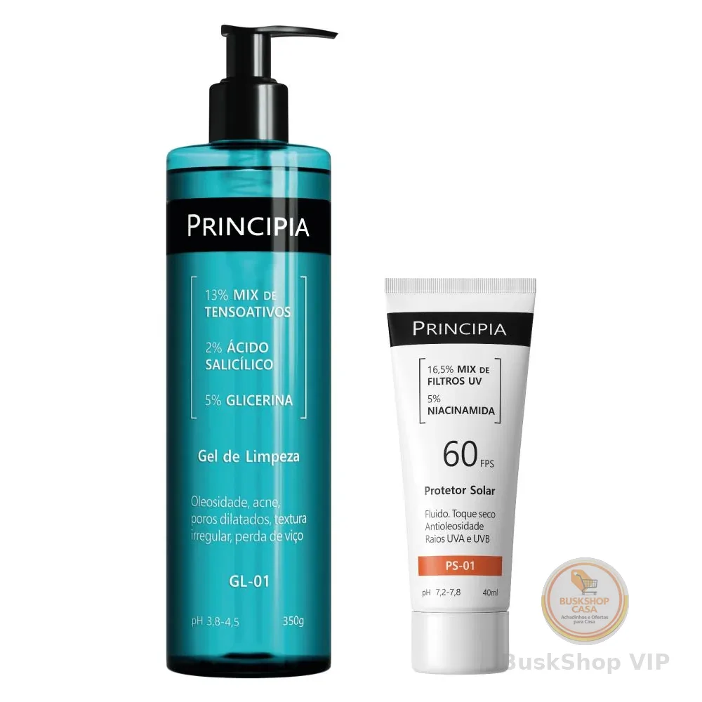Principia Kit Todo Dia c/ Gel de Limpeza GL-01 + Protetor Solar Facial PS-01 FPS 60