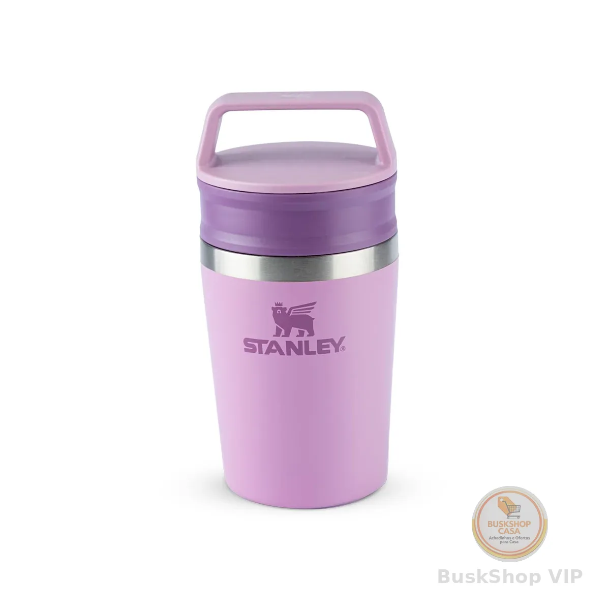 Stanley - Copo de Café Térmico, Caneca de Viagem Café Go com Tampa de Duas Partes Para Beber e Alça de Transporte, Garrafa Térmica de Aço Inoxidável, 236 ml, Lilac