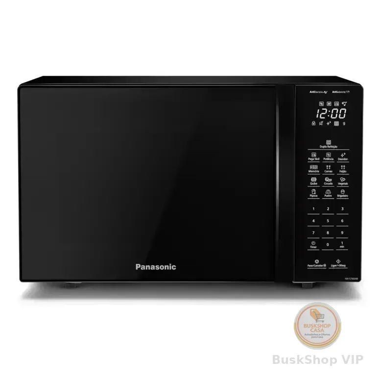 Microondas Panasonic Nn-st66nbru Black Glass 34l Dupla Refeição 127v