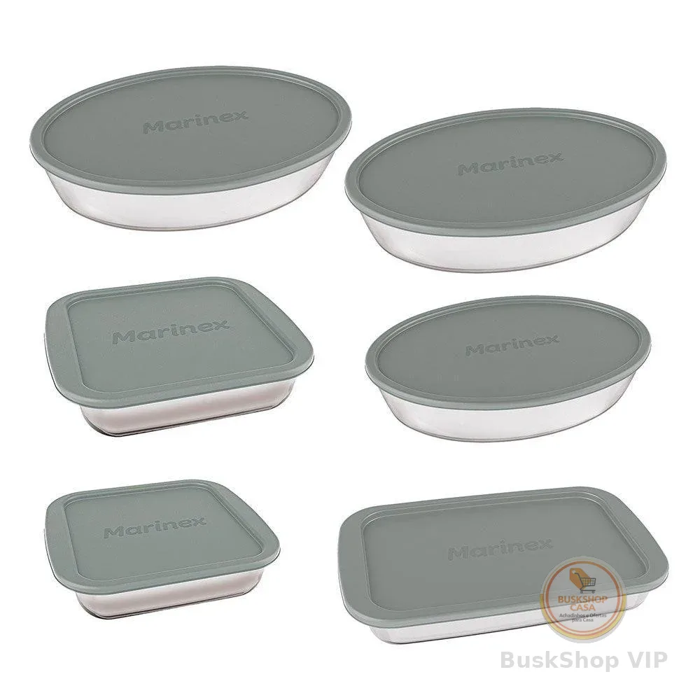 Conjunto Assadeira Marinex 1576 com Tampa Cinza 6 Peças
