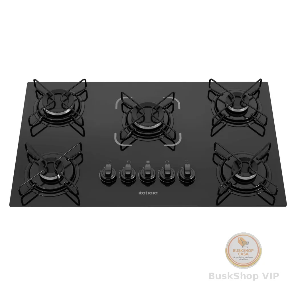 Cooktop Essencial 5 Bocas Mesa Vidro Preto Bivolt Itatiaia