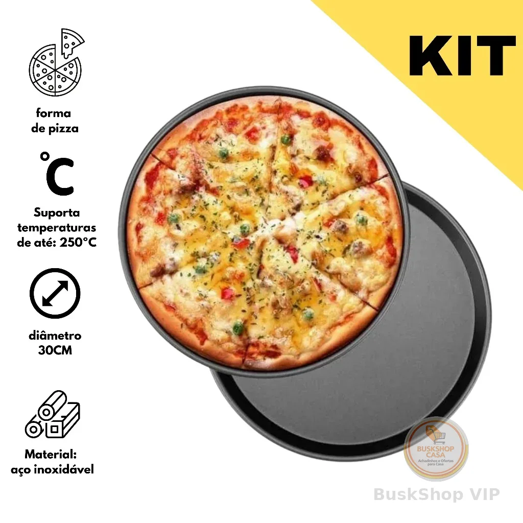 KIT2 Formas Bandeja Grande Antiaderente Redonda Pizza Pão Queijo Forma 30cm