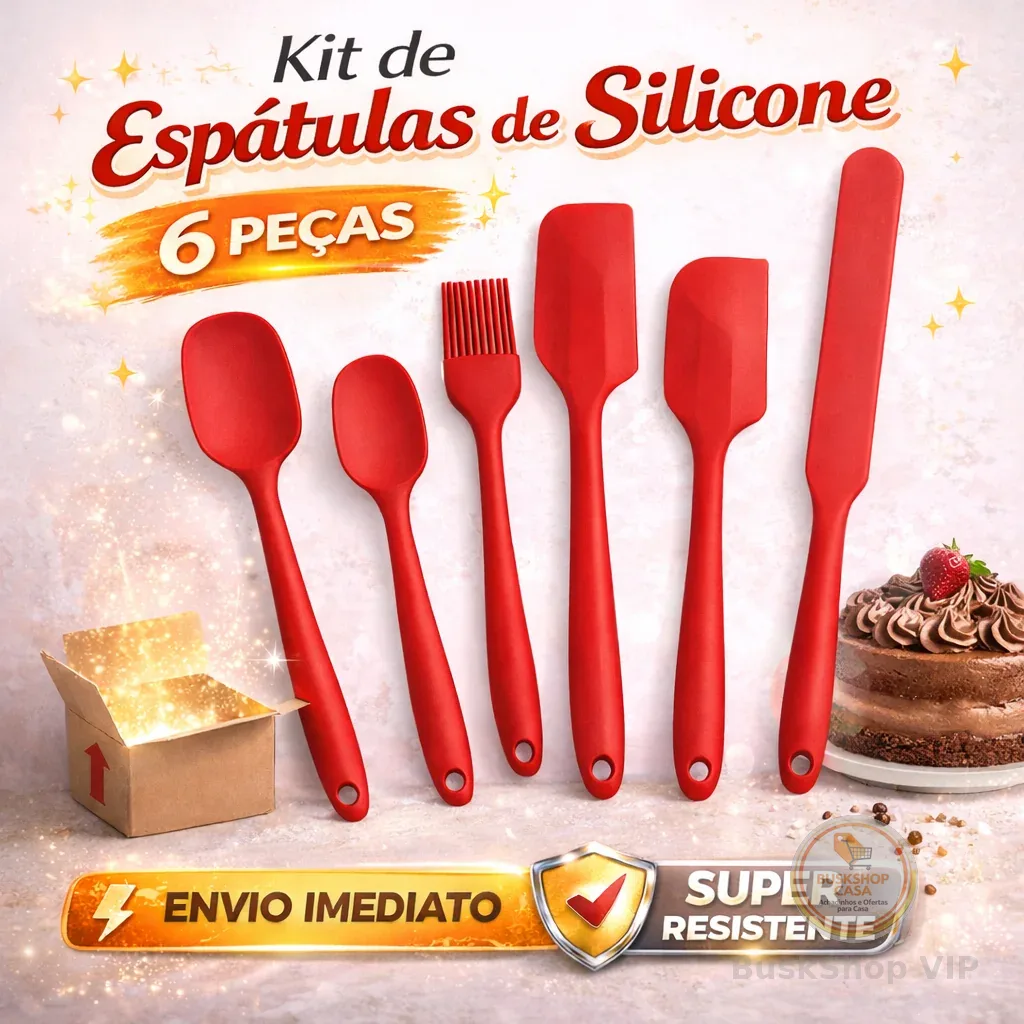 Kit 6 espátulas de silicone profissional antiaderente
