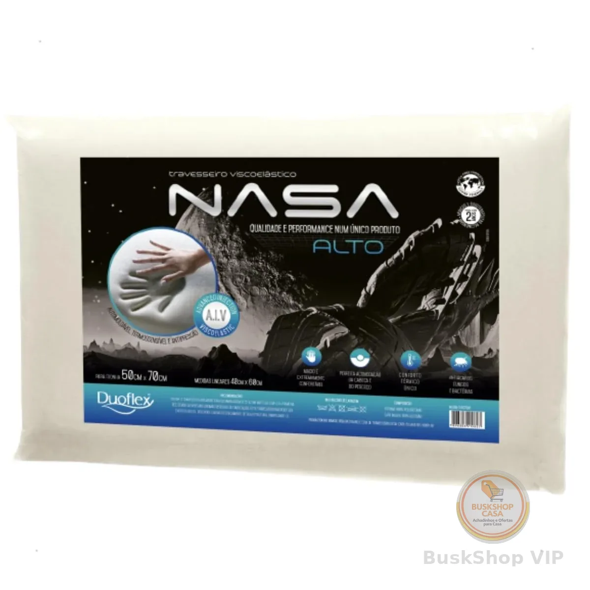 Travesseiro Nasa-X Alto Duoflex Bege Para fronha 50cmx70cm Espuma 100% poliuretano