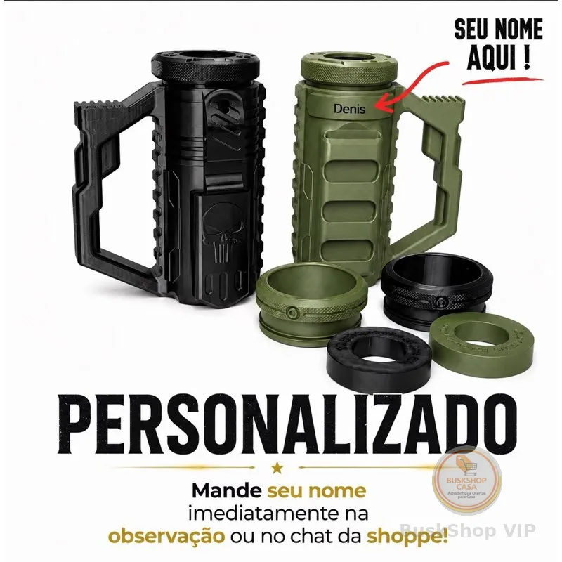 Porta Garrafa long neck e Lata 350ml slim 3D - Tático 3 em 1 com Abridor| Suporte Estilo Militar Resistente /Não térmico