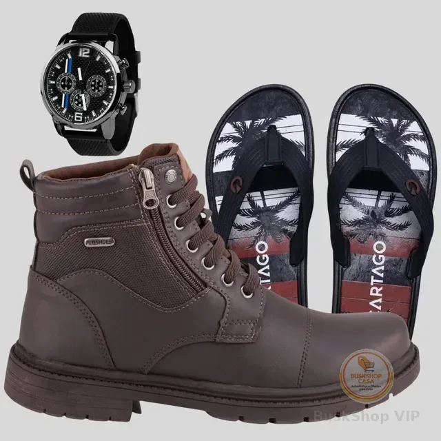 Bota Coturno Masculina Motoqueiro Resistente  + Brindes