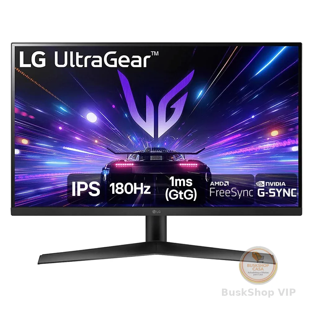 Monitor Gamer LG UltraGear 27” 27GS60F-B IPS Full HD 180Hz 1ms (GtG) NVIDIA® G-SYNC® AMD FreeSync™ HDR10 sRGB 99% HDMI DisplayPort