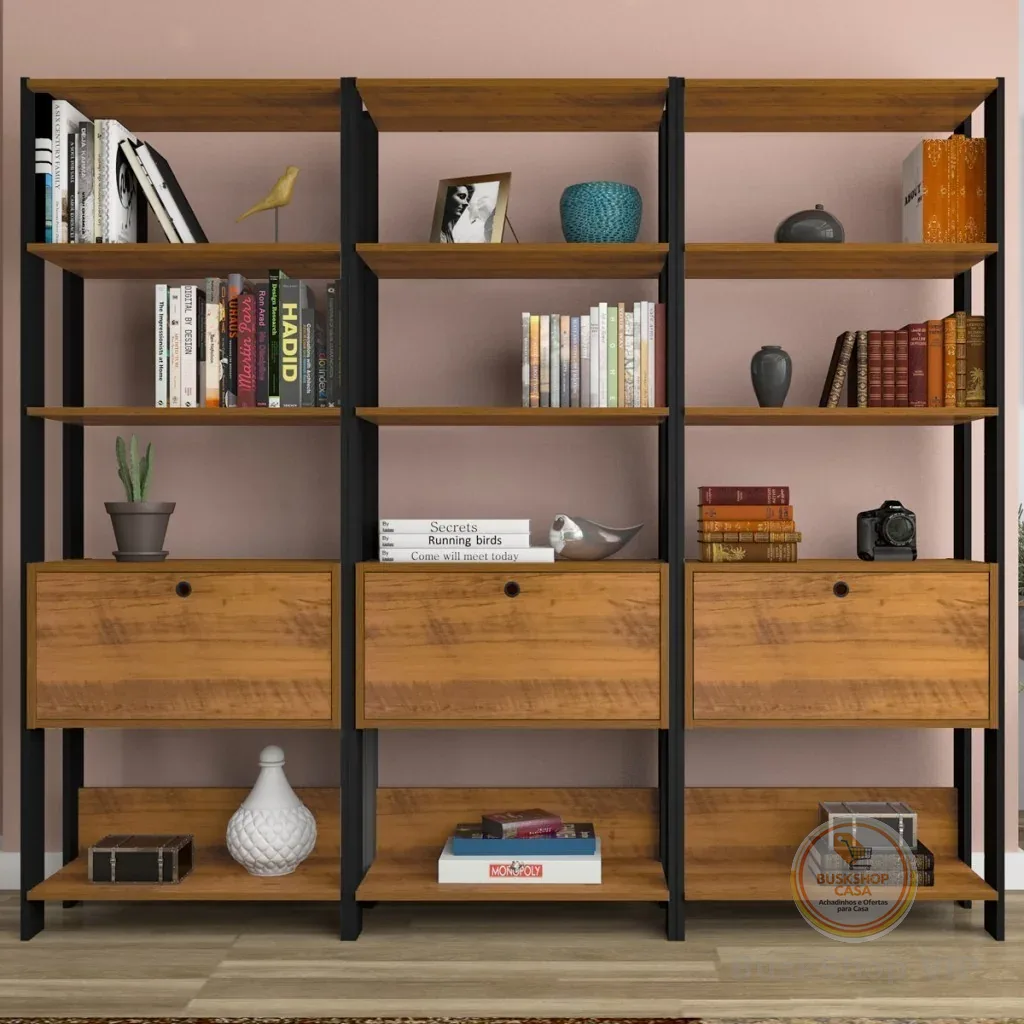 Conjunto Estantes para Livros Match 3 Portas Basculantes 9 Prateleiras