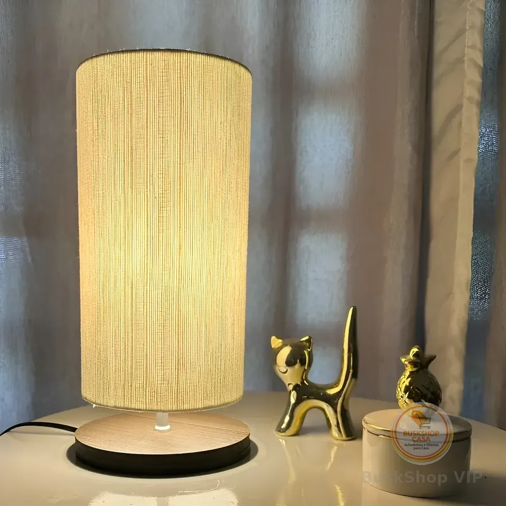 Abajur De Cabeceira Deli 29 Cm Luminária De Cômoda De Quarto Imbuia Branco 127/220v