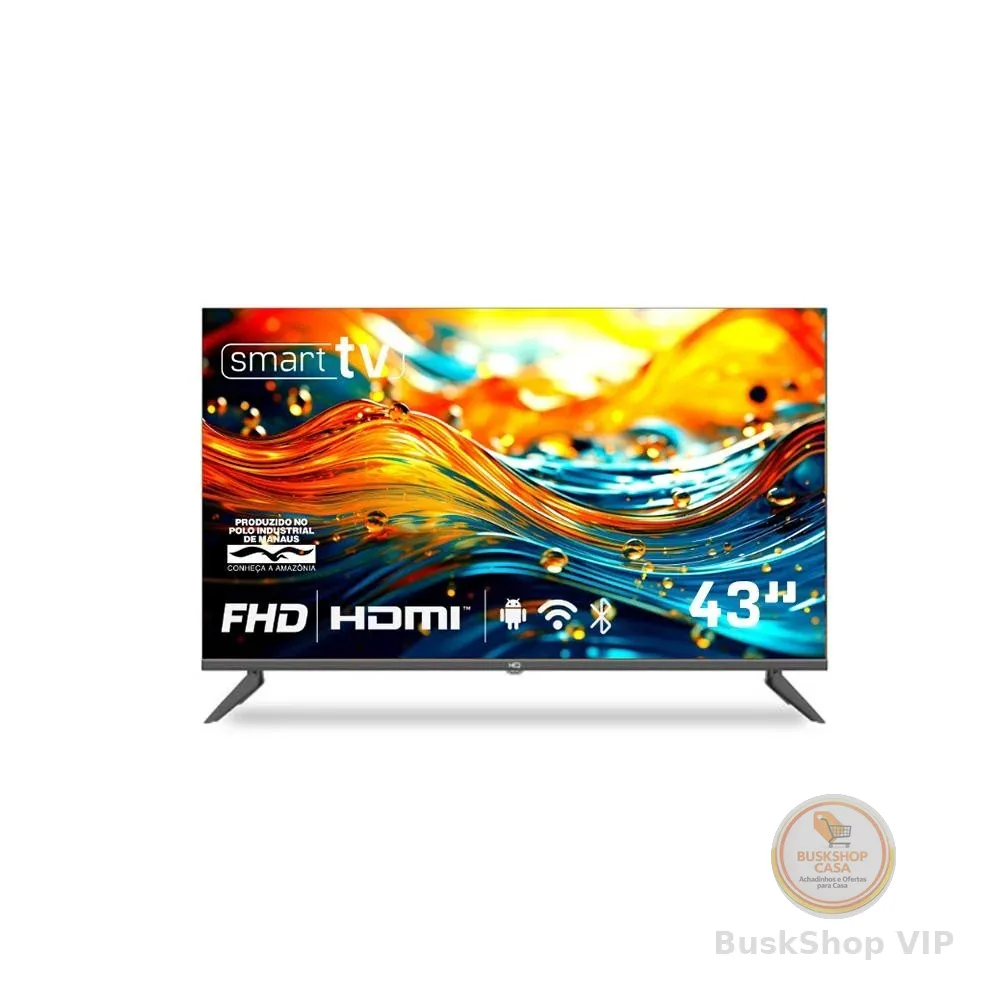 Smart TV HQ 43" Full HD tela sem bordas Android 11 design Slim HQS43NKHM