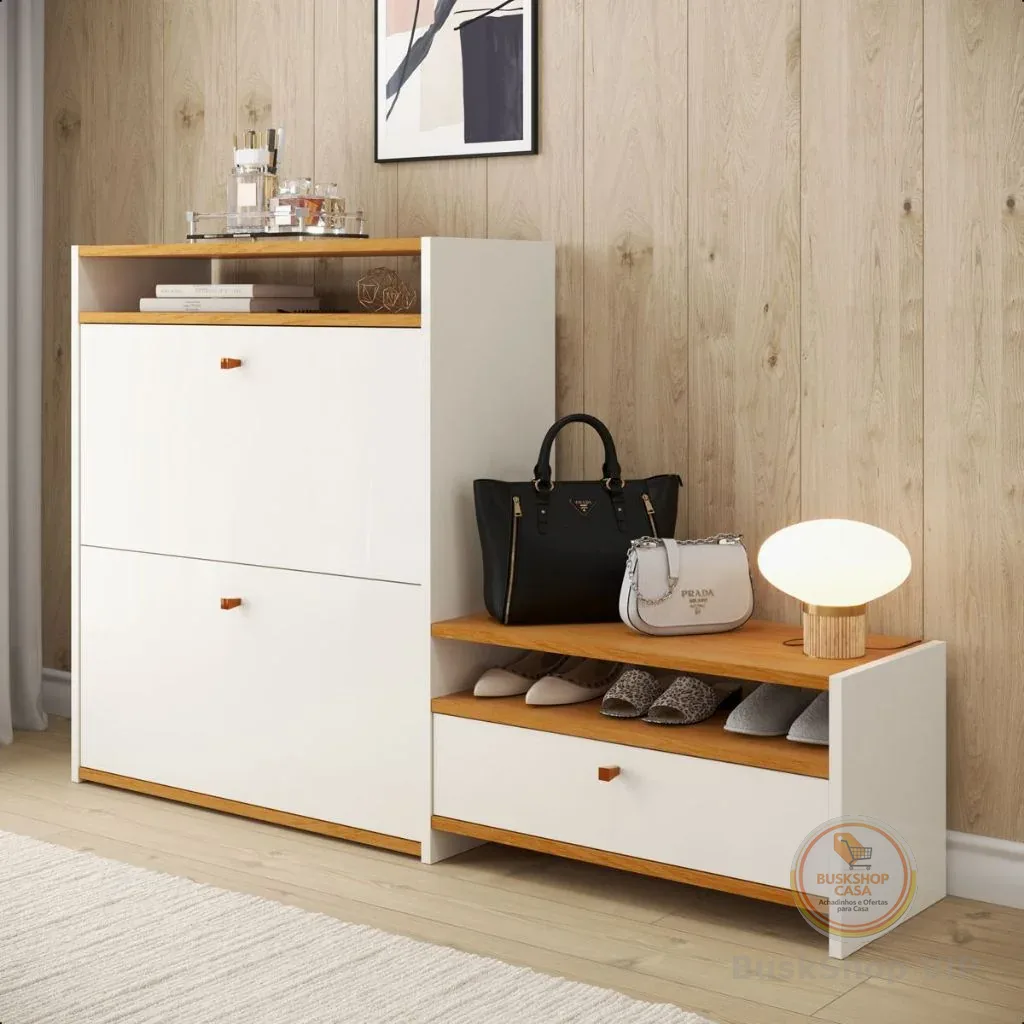 Sapateira Organizadora Cômoda Armário Quarto Banco Assento  Prateleira Organizador Outlet 2 Portas