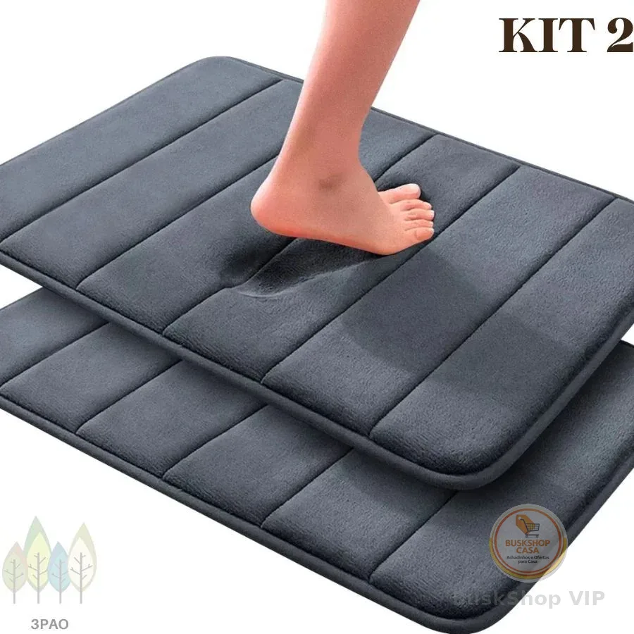 Kit 2 Tapete de Banheiro Antiderrapante Soft Macio Luxo 60x40