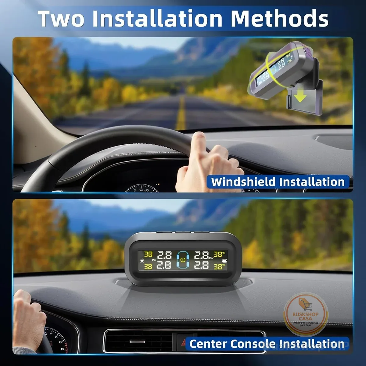 Sistema de Monitoramento de Pressão dos Pneus TPMS, Kit de Sensores TPMS Sem Fio, Alimentado por Energia Solar para ATV UTV T14