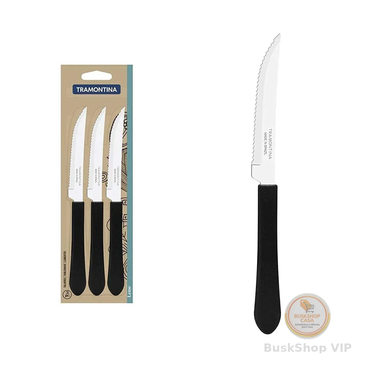 Conjunto 3 Facas Inox, Preto, Tramontina