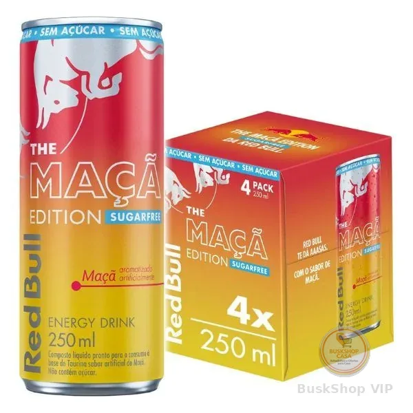 Pack De 4 Latas Red Bull Energético, Maçã Sem Açúcar, 250ml