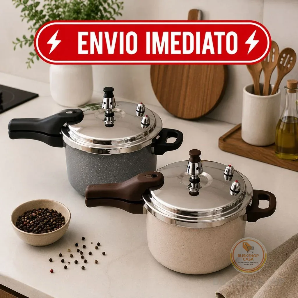 Panela de Pressão 4.5L Cerâmica Fogao Inducao Antiaderente Fechamento Externo