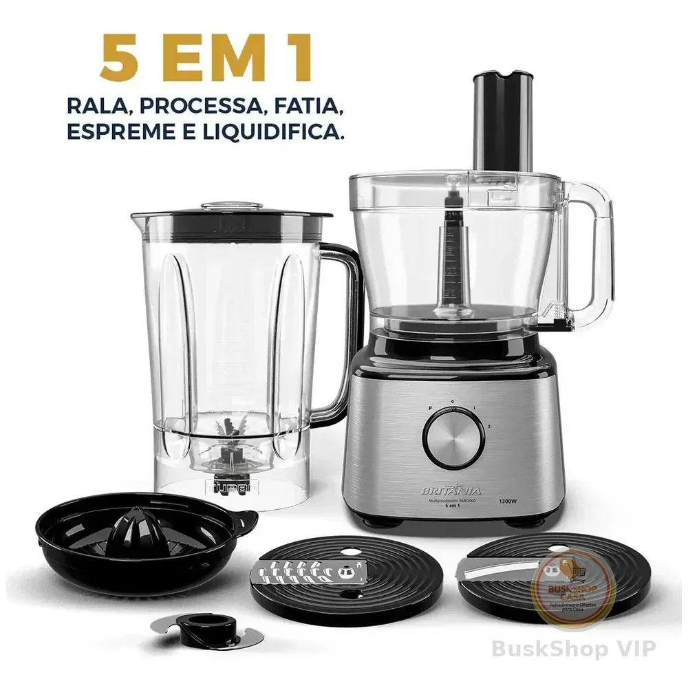 Multiprocessador Britânia 5 Em 1 Bmp2000 1300w Cor Prateado