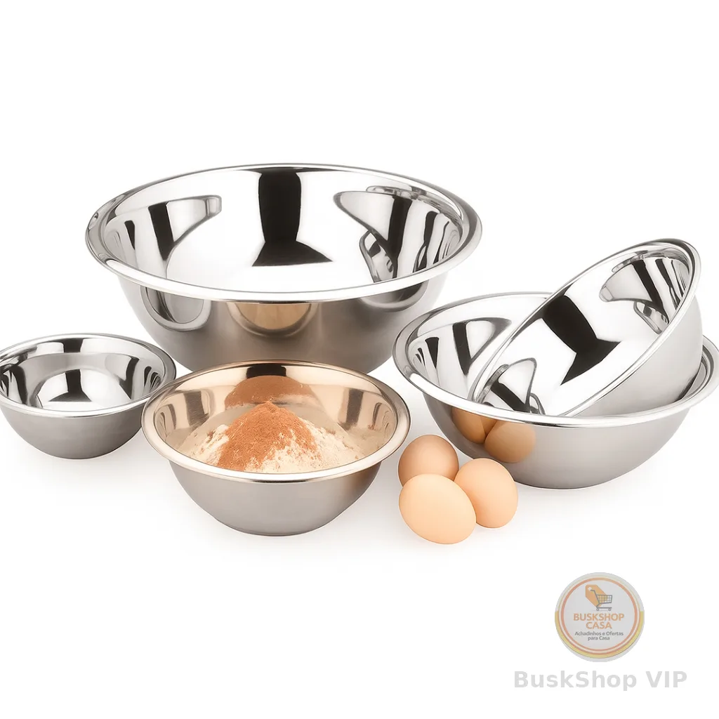 Bowl Tigela Aço Inox Escovado Saladeira 5 Peças - Bhz Store